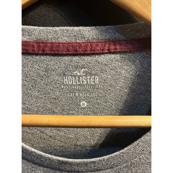 Hollister Mens T-shirt Gray MediumCrew Neck Short Sleeve Stretch Logo - Picture 2 of 11
